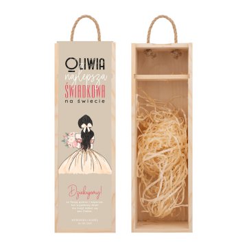 Geschenk für die Trauzeugin - Holzbox für Alkohol mit Namen - Abm. 110x360mm - SK099