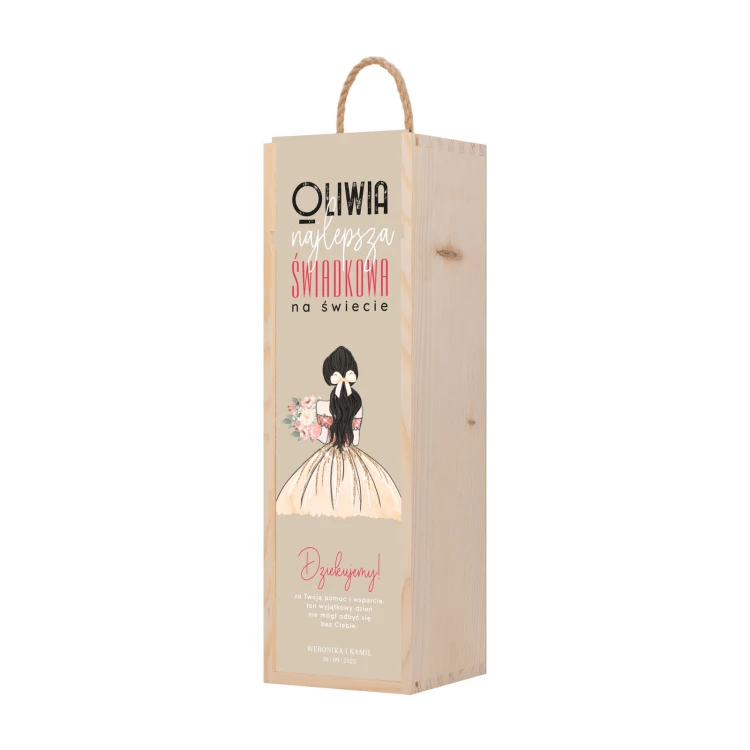 Geschenk für die Trauzeugin - Holzbox für Alkohol mit Namen - Abm. 110x360mm - SK099