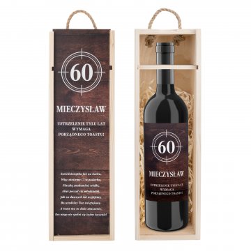 Geschenk zum 60. Geburtstag - Holzkiste für Alkohol mit Flaschenetikett - SK088