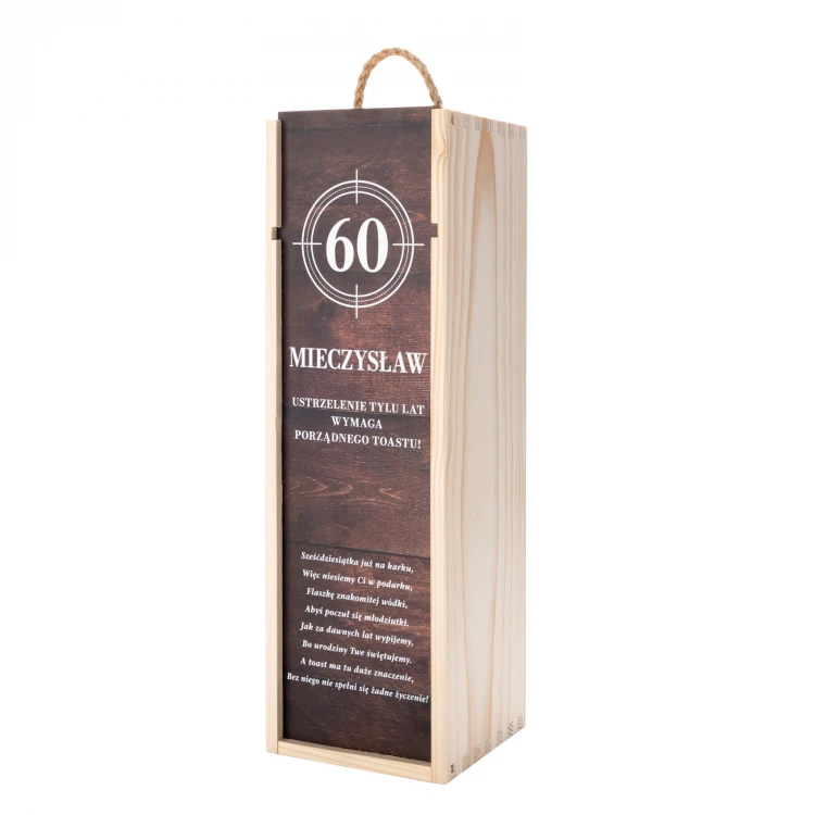 Geschenk zum 60. Geburtstag - Holzkiste für Alkohol mit Flaschenetikett - SK088