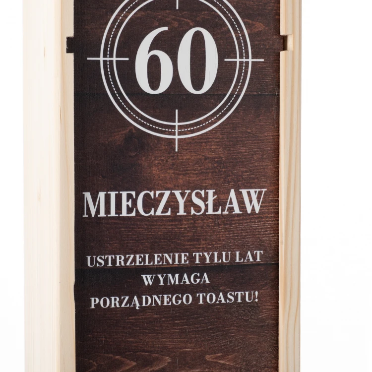 Geschenk zum 60. Geburtstag - Holzkiste für Alkohol mit Flaschenetikett - SK088