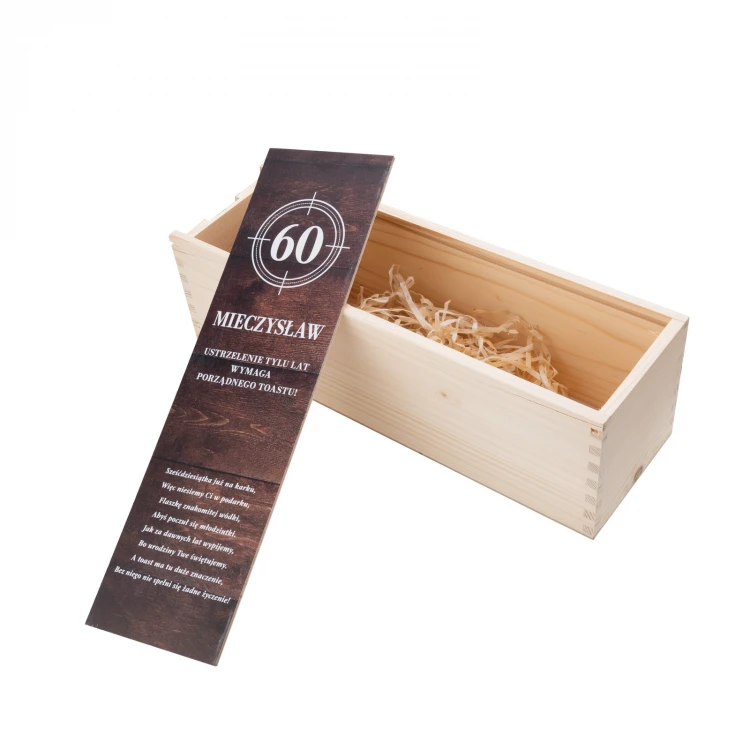 Geschenk zum 60. Geburtstag - Holzkiste für Alkohol mit Flaschenetikett - SK088