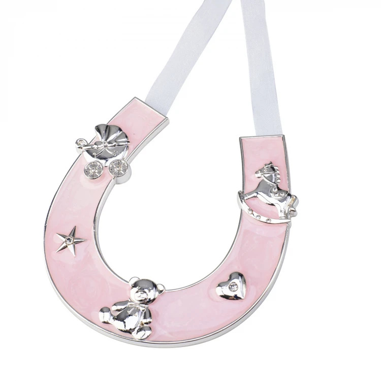 Geschenk zur Heiligen Taufe - rosa Glückshufeisen aus Perlmuttmasse - PSZ003