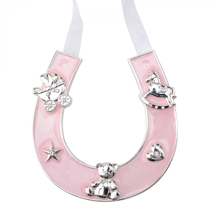 Geschenk zur Heiligen Taufe - rosa Glückshufeisen aus Perlmuttmasse - PSZ003