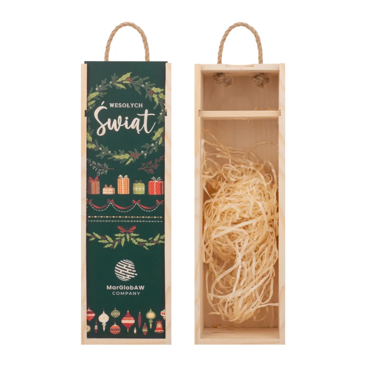 Weihnachtsgeschenk mit Ihrem Logo - Holzkiste für Alkohol - Abmessungen 110x360mm - SK096