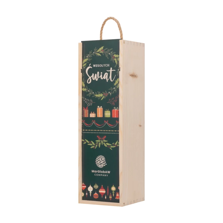 Weihnachtsgeschenk mit Ihrem Logo - Holzkiste für Alkohol - Abmessungen 110x360mm - SK096