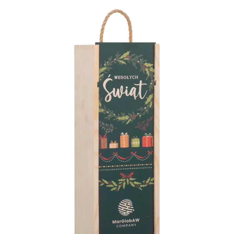 Weihnachtsgeschenk mit Ihrem Logo - Holzkiste für Alkohol - Abmessungen 110x360mm - SK096