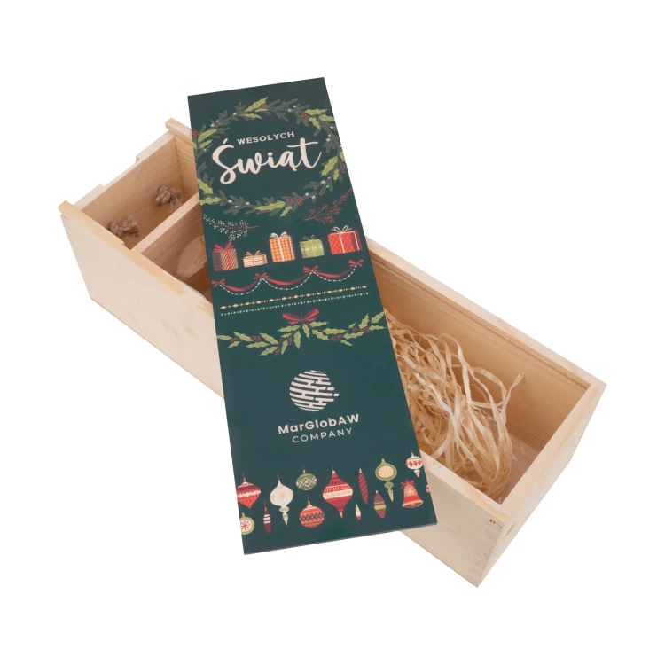 Weihnachtsgeschenk mit Ihrem Logo - Holzkiste für Alkohol - Abmessungen 110x360mm - SK096