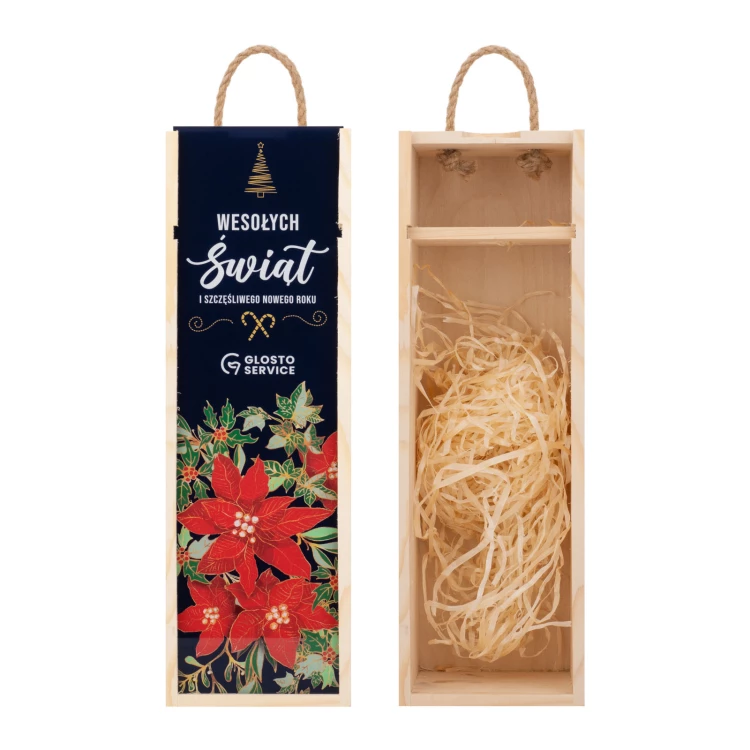 Weihnachtsgeschenk mit Ihrem Logo - Holzbox für Alkohol mit Plexiglasdeckel - Maße 110x360mm - SK097