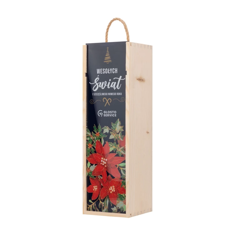 Weihnachtsgeschenk mit Ihrem Logo - Holzbox für Alkohol mit Plexiglasdeckel - Maße 110x360mm - SK097