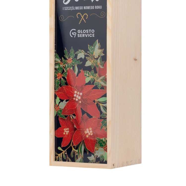 Weihnachtsgeschenk mit Ihrem Logo - Holzbox für Alkohol mit Plexiglasdeckel - Maße 110x360mm - SK097