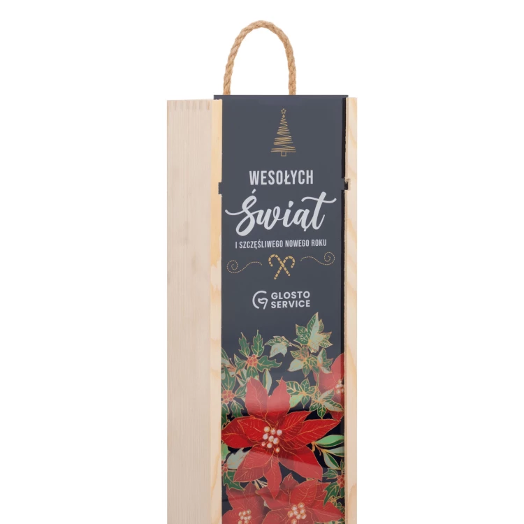 Weihnachtsgeschenk mit Ihrem Logo - Holzbox für Alkohol mit Plexiglasdeckel - Maße 110x360mm - SK097