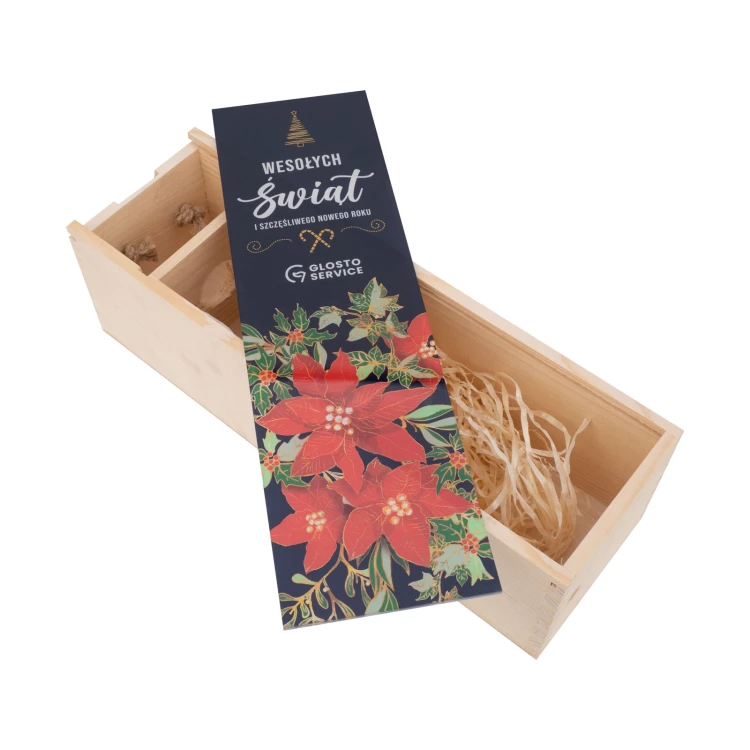 Weihnachtsgeschenk mit Ihrem Logo - Holzbox für Alkohol mit Plexiglasdeckel - Maße 110x360mm - SK097