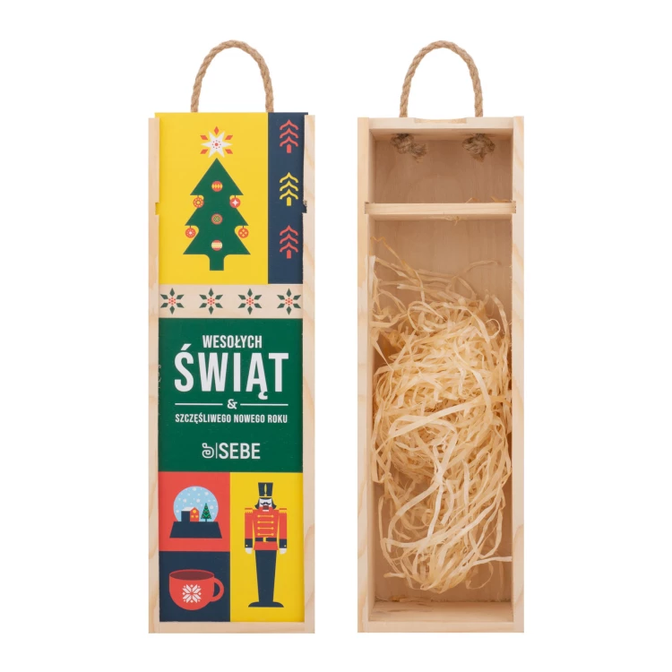 Weihnachtsgeschenk mit Ihrem Logo - Holzkiste für Alkohol - Abmessungen 110x360mm - SK090