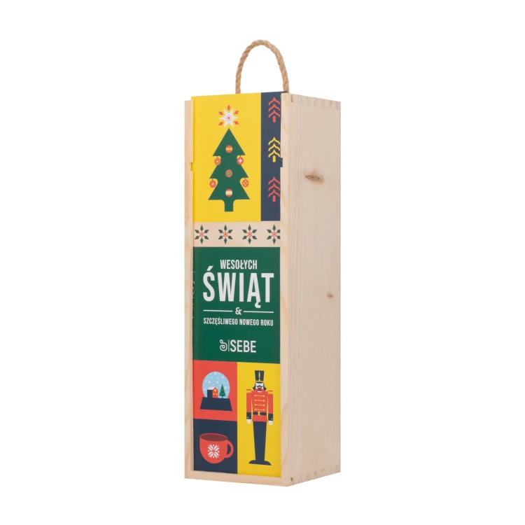 Weihnachtsgeschenk mit Ihrem Logo - Holzkiste für Alkohol - Abmessungen 110x360mm - SK090