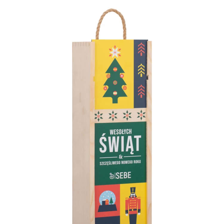 Weihnachtsgeschenk mit Ihrem Logo - Holzkiste für Alkohol - Abmessungen 110x360mm - SK090