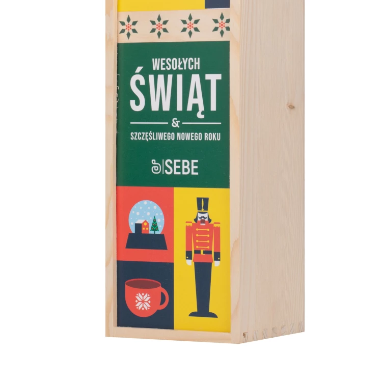 Weihnachtsgeschenk mit Ihrem Logo - Holzkiste für Alkohol - Abmessungen 110x360mm - SK090