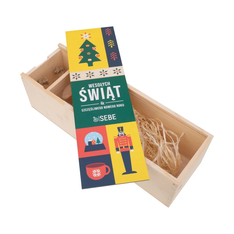 Weihnachtsgeschenk mit Ihrem Logo - Holzkiste für Alkohol - Abmessungen 110x360mm - SK090