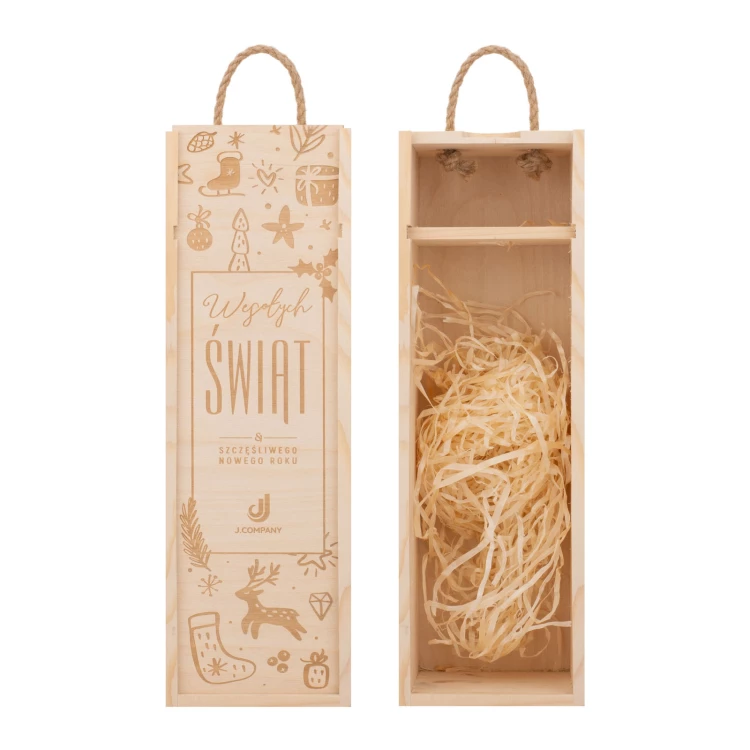 Weihnachtsgeschenk mit Ihrem Logo - Holzkiste für Alkohol - Abmessungen 110x360mm - SK091