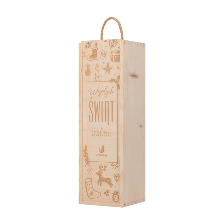 Weihnachtsgeschenk mit Ihrem Logo - Holzkiste für Alkohol - Abmessungen 110x360mm - SK091