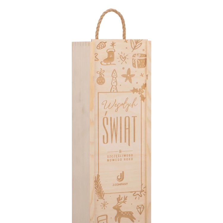 Weihnachtsgeschenk mit Ihrem Logo - Holzkiste für Alkohol - Abmessungen 110x360mm - SK091