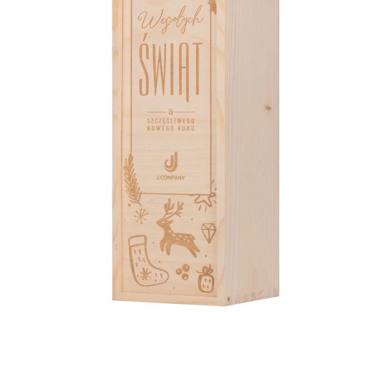 Weihnachtsgeschenk mit Ihrem Logo - Holzkiste für Alkohol - Abmessungen 110x360mm - SK091
