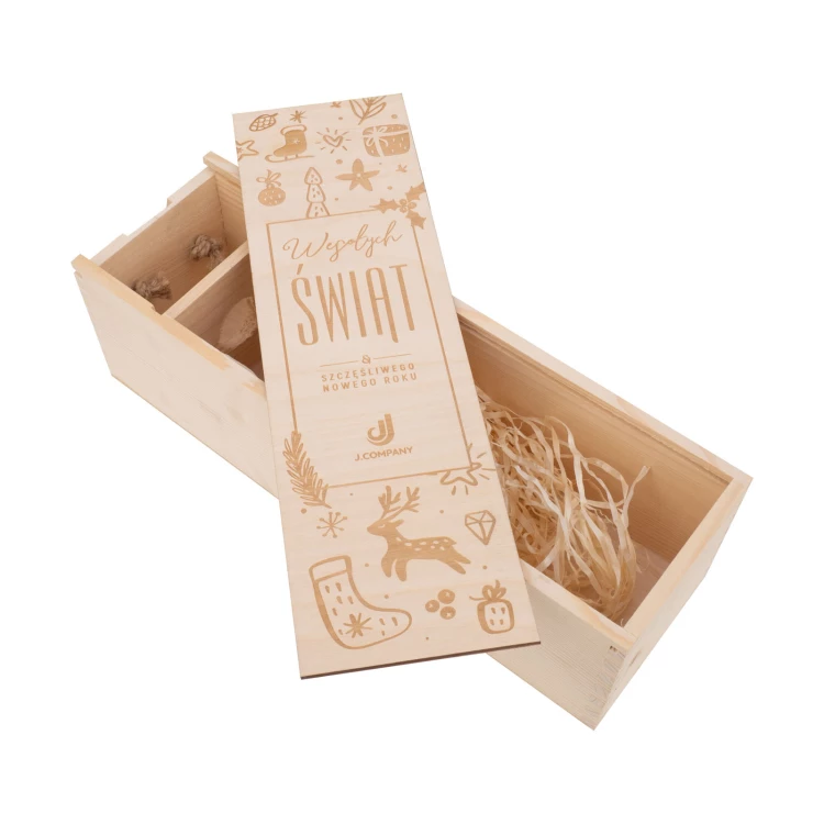 Weihnachtsgeschenk mit Ihrem Logo - Holzkiste für Alkohol - Abmessungen 110x360mm - SK091