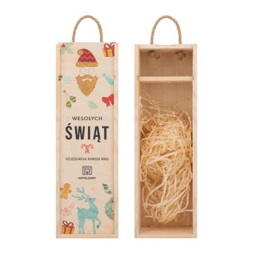 Weihnachtsgeschenk mit Ihrem Logo - Holzkiste für Alkohol - Abmessungen 110x360mm - SK092