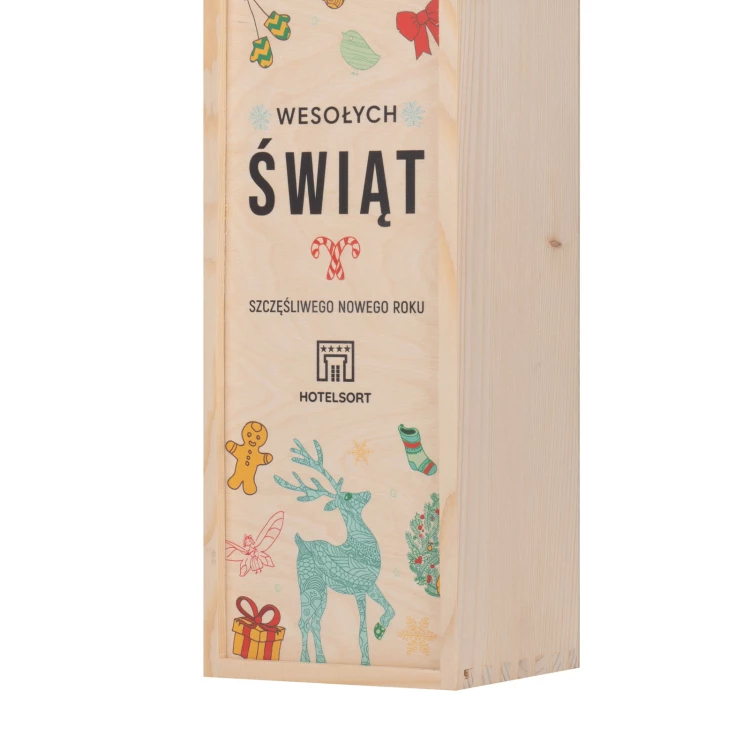 Weihnachtsgeschenk mit Ihrem Logo - Holzkiste für Alkohol - Abmessungen 110x360mm - SK092