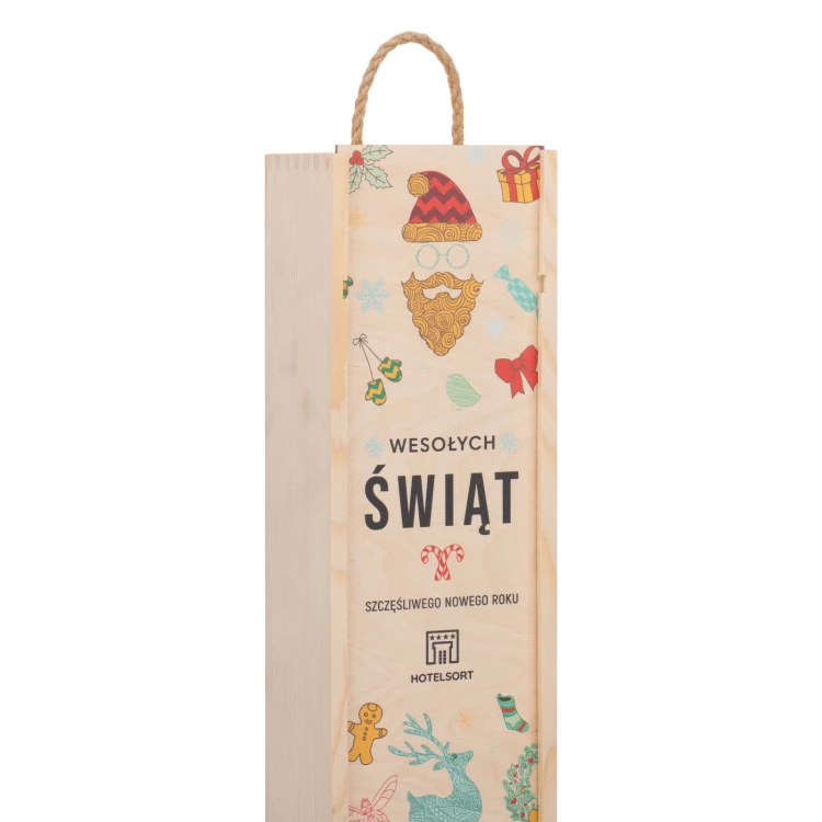Weihnachtsgeschenk mit Ihrem Logo - Holzkiste für Alkohol - Abmessungen 110x360mm - SK092