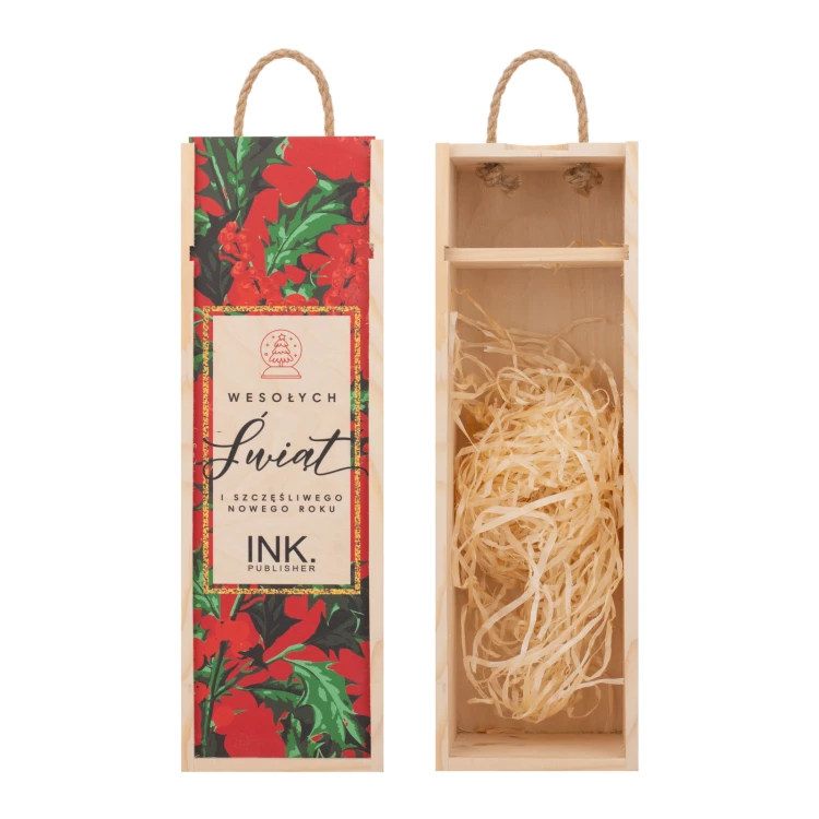 Weihnachtsgeschenk mit Ihrem Logo - Holzkiste für Alkohol - Abmessungen 110x360mm - SK093