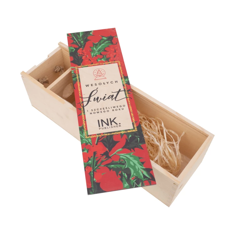Weihnachtsgeschenk mit Ihrem Logo - Holzkiste für Alkohol - Abmessungen 110x360mm - SK093