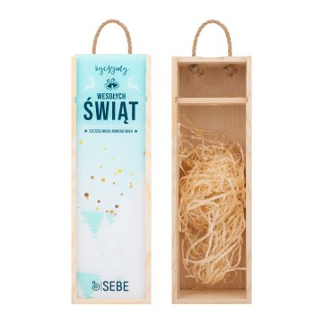 Weihnachtsgeschenk mit Ihrem Logo - Holzbox für Alkohol mit Plexiglasdeckel - Abmessungen 110x360mm - SK094