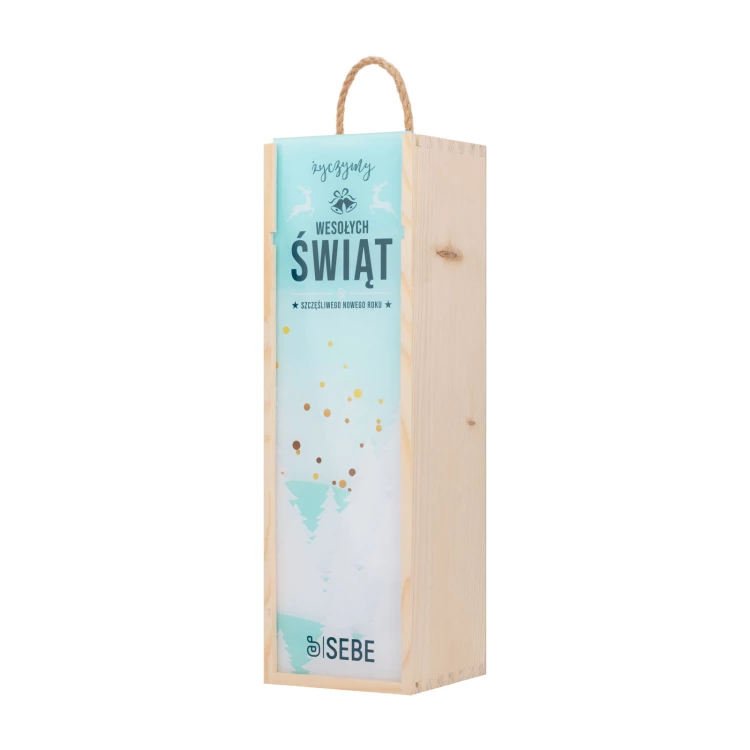 Weihnachtsgeschenk mit Ihrem Logo - Holzbox für Alkohol mit Plexiglasdeckel - Abmessungen 110x360mm - SK094