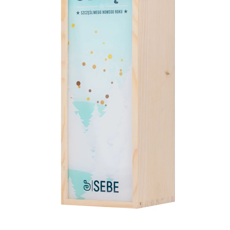 Weihnachtsgeschenk mit Ihrem Logo - Holzbox für Alkohol mit Plexiglasdeckel - Abmessungen 110x360mm - SK094
