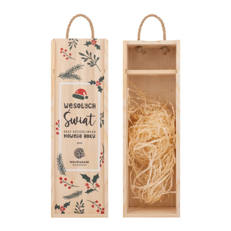 Weihnachtsgeschenk mit Ihrem Logo - Holzkiste für Alkohol - Abmessungen 110x360mm - SK095