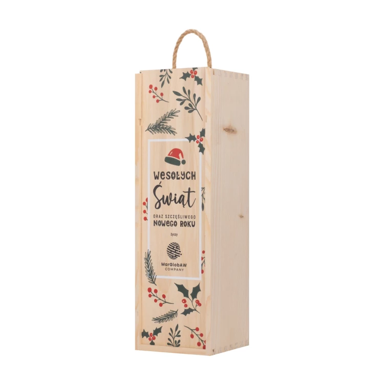 Weihnachtsgeschenk mit Ihrem Logo - Holzkiste für Alkohol - Abmessungen 110x360mm - SK095