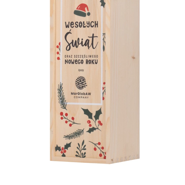 Weihnachtsgeschenk mit Ihrem Logo - Holzkiste für Alkohol - Abmessungen 110x360mm - SK095