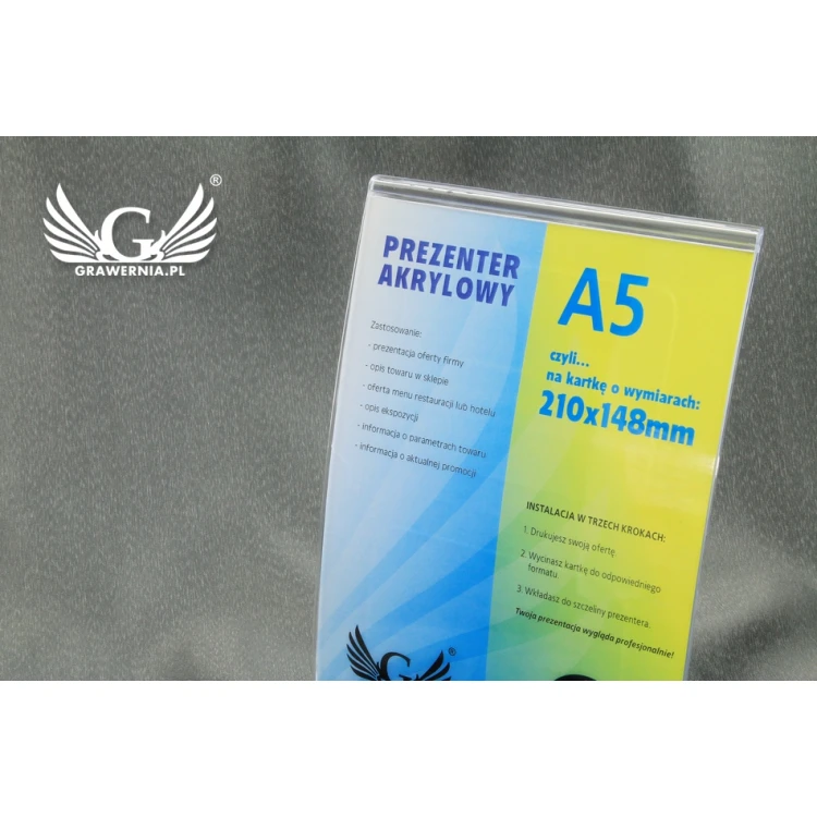 Akrylischer Präsenter für A5 Karte HOCHFORMAT (210x148mm) - Modell PR011