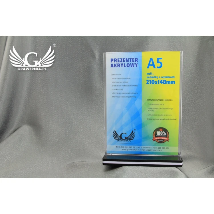 Akryl Präsentationsständer für A5 Hochformat (210x148mm) - Modell PR012