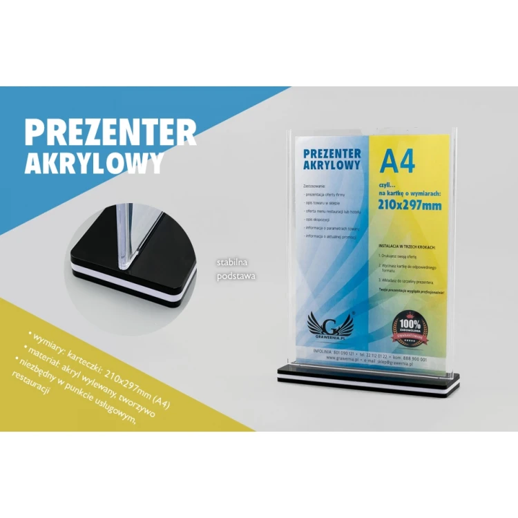 Ständer, Kunststoff-Display für Karte mit Abmessungen 210x297mm (A4) - Modell PR019