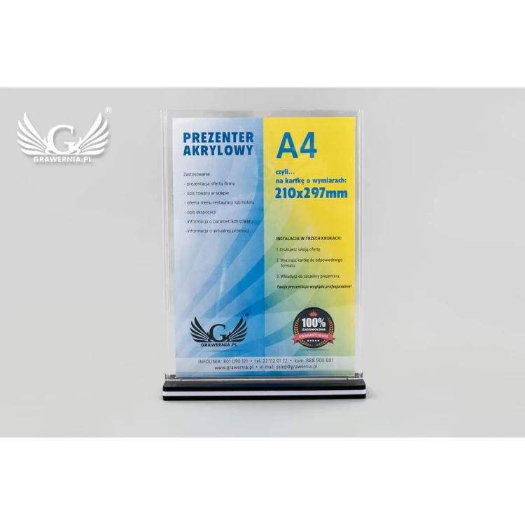 Ständer, Kunststoff-Display für Karte mit Abmessungen 210x297mm (A4) - Modell PR019