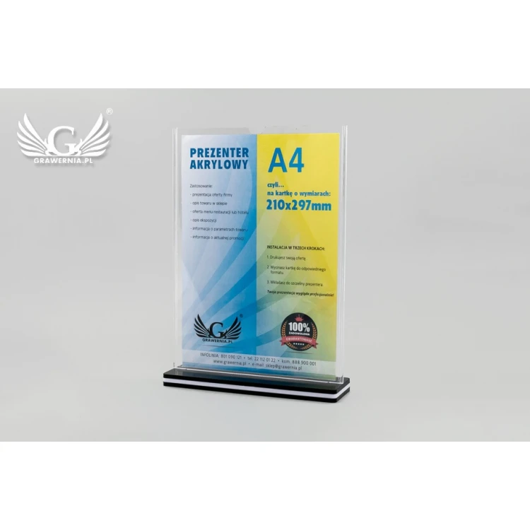 Ständer, Kunststoff-Display für Karte mit Abmessungen 210x297mm (A4) - Modell PR019