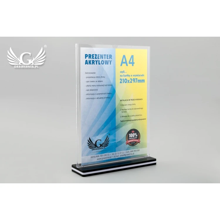 Ständer, Kunststoff-Display für Karte mit Abmessungen 210x297mm (A4) - Modell PR019