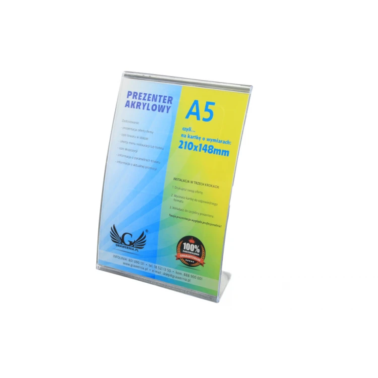 Akrylischer Präsenter für A5 Karte HOCHFORMAT (210x148mm) - Modell PR011