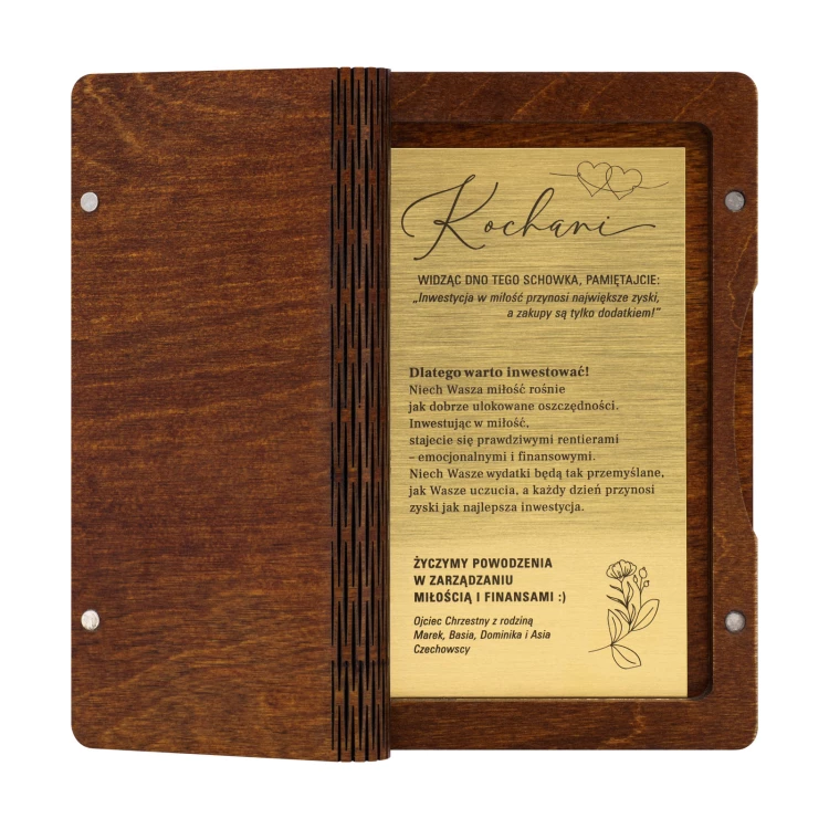 Spardose mit Gravur und Widmung - personalisiertes Hochzeitsgeschenk - Größe 110x170mm - SNP001