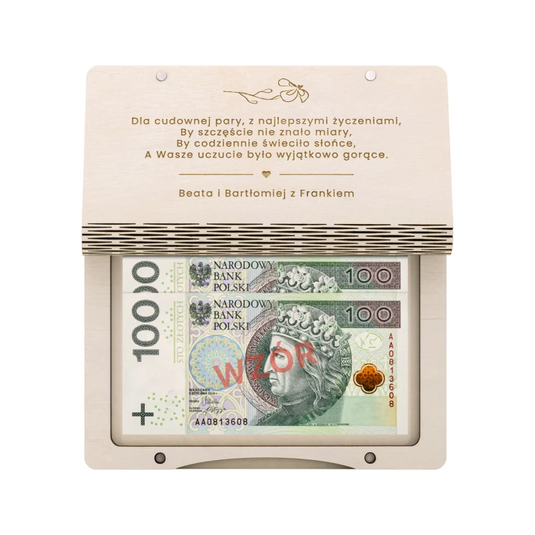 Spardose mit Gravur und Widmung - personalisiertes Hochzeitsgeschenk - Größe 110x170mm - SNP002