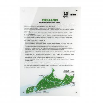 Geschäftsordnung - Schild aus transparentem Plexiglas, Stärke 5mm, mit UV-Druck - SZ180 - Abmessungen 500x900mm