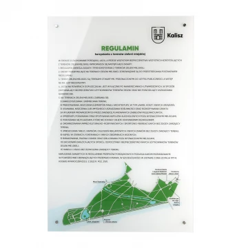 Geschäftsordnung - Schild aus transparentem Plexiglas, Stärke 5mm, mit UV-Druck - SZ180 - Abmessungen 500x900mm
