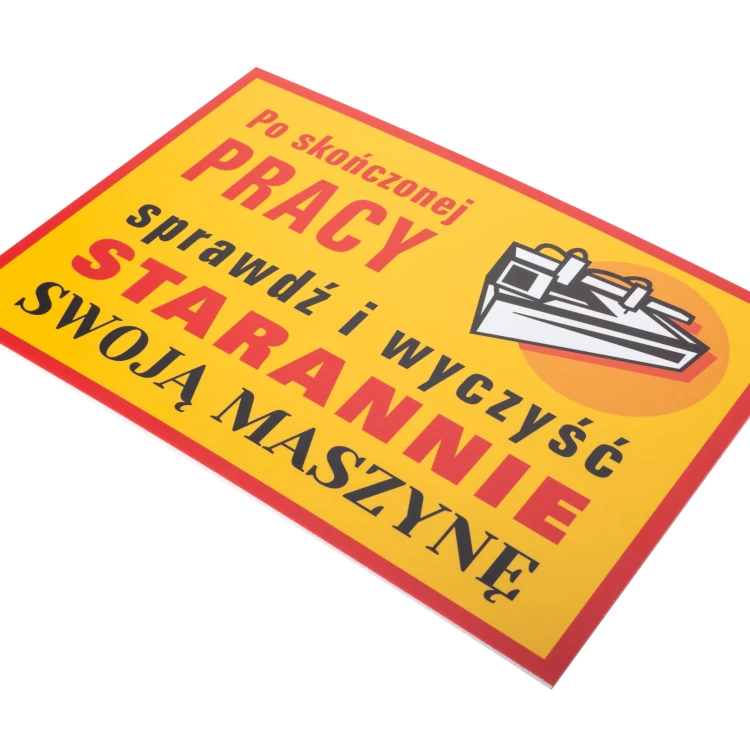 Retro Informationsschild Größe 210x298mm - Überprüfen Sie die Sauberkeit der Maschine - BHP198